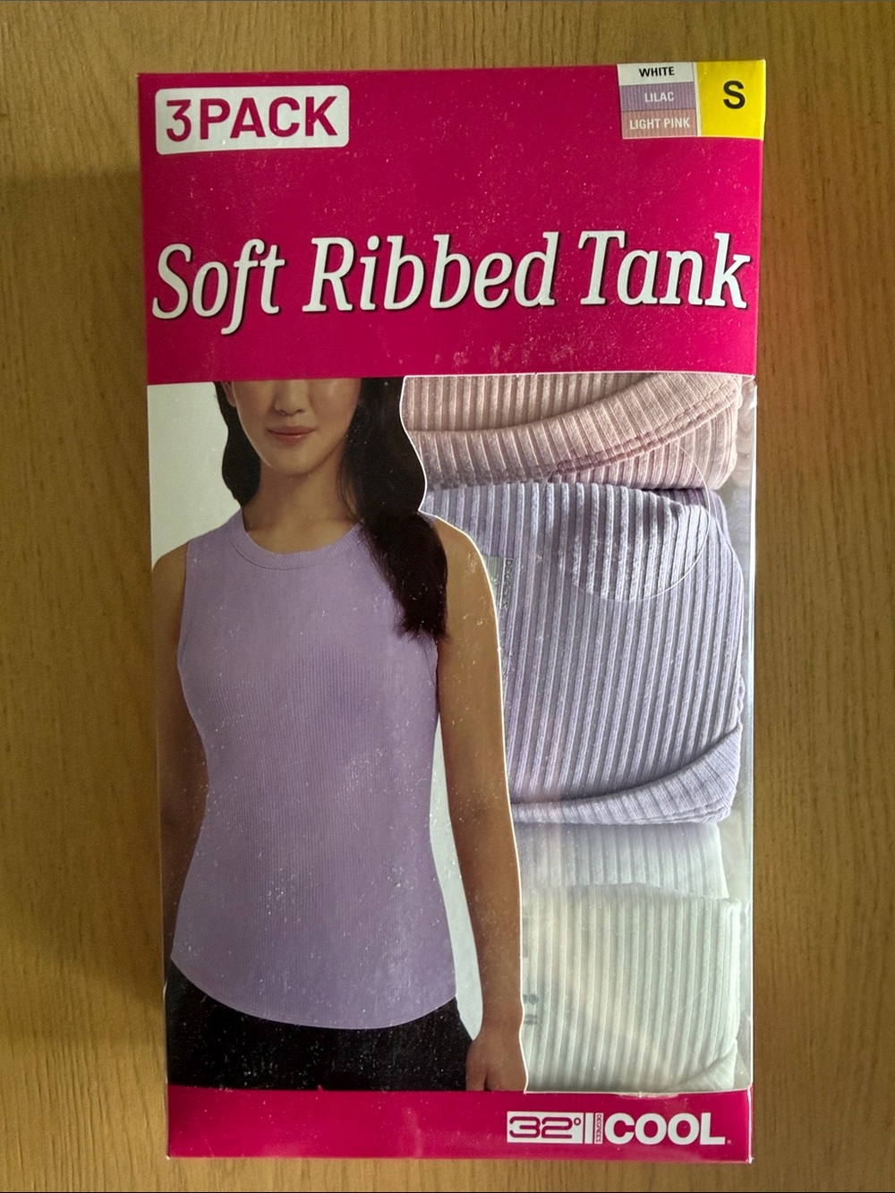 32 Degrees 3-Pack Ribbed Tank — Lilac, White, Light Pink